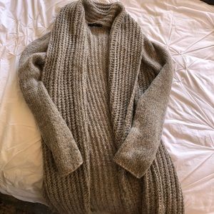 Plush knee length cardigan